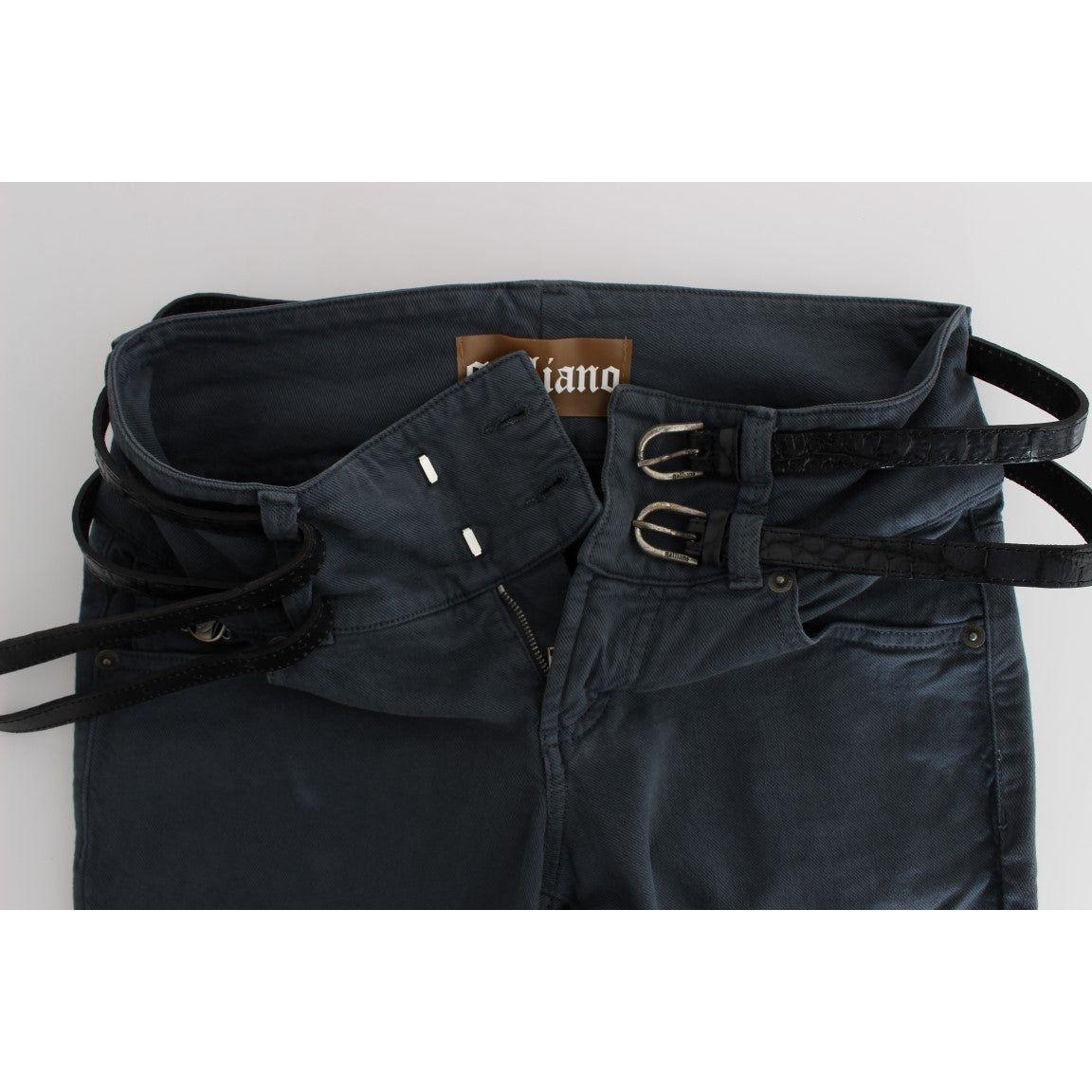 John Galliano Blue Cotton Blend Slim Fit High Waist Jeans