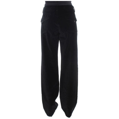 Ermanno Scervino Black Velvet Cotton Straight Legs Pants