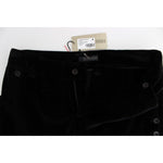 Ermanno Scervino Black Velvet Cotton Straight Legs Pants SIG30393-1