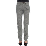 Ermanno Scervino Black White Checkered Cotton Casual Pants Jeans & Pants