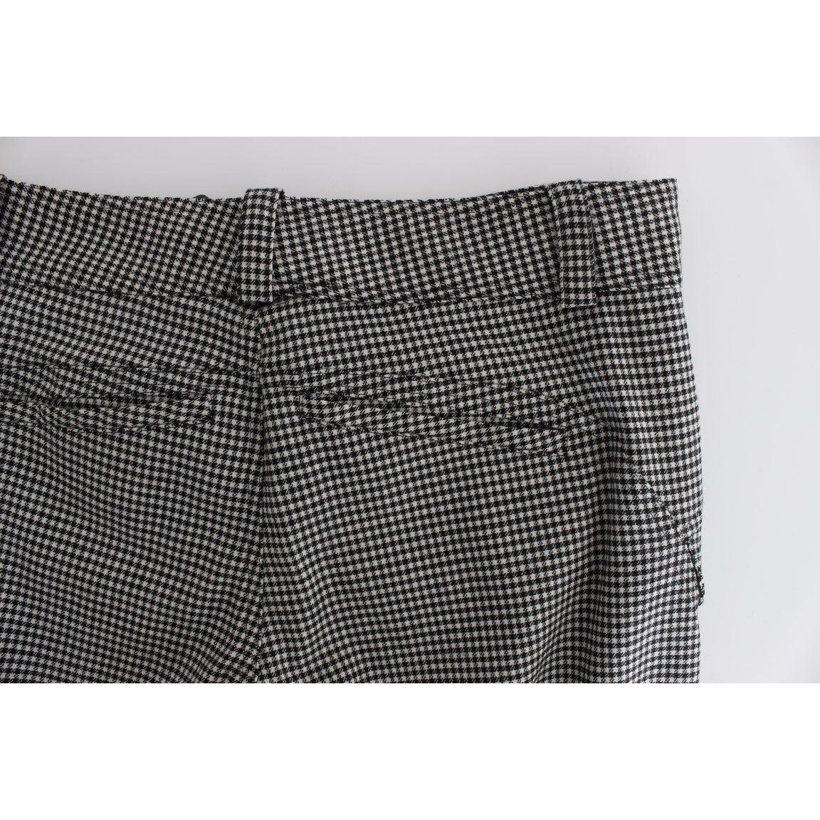 Ermanno Scervino Black White Checkered Cotton Casual Pants Jeans & Pants
