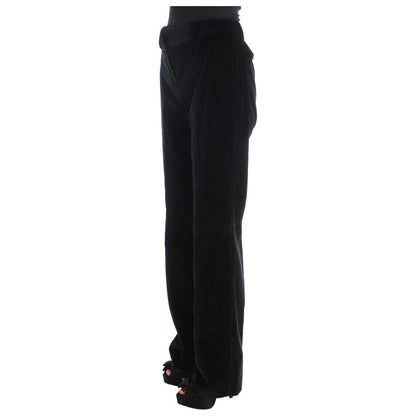 Ermanno Scervino Black Velvet Cotton Straight Legs Pants
