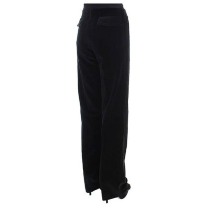 Ermanno Scervino Black Velvet Cotton Straight Legs Pants