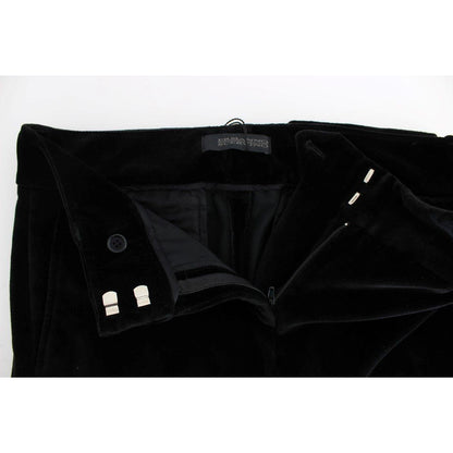 Ermanno Scervino Black Velvet Cotton Straight Legs Pants