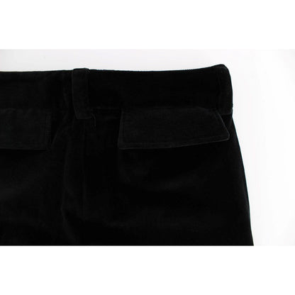 Ermanno Scervino Black Velvet Cotton Straight Legs Pants