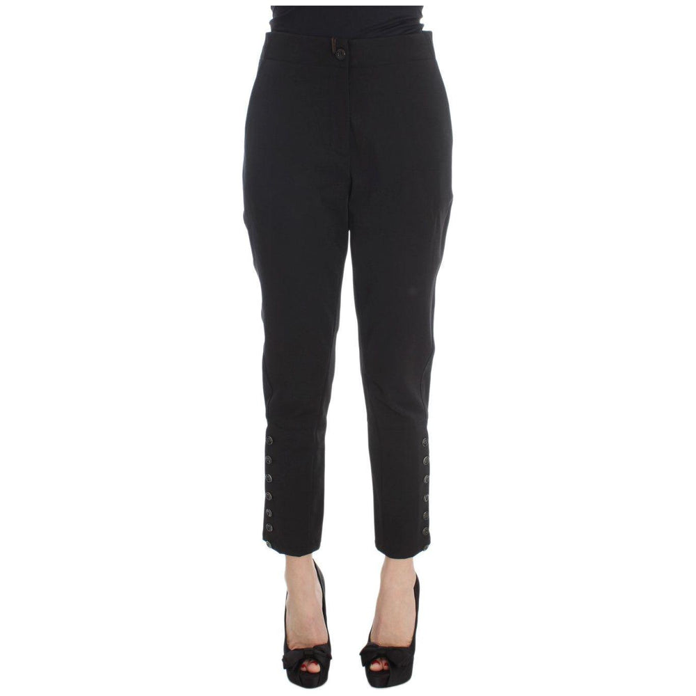 Ermanno Scervino Black Cotton Blend Capri Cropped Pants SIG30401-1