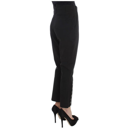 Ermanno Scervino Black Cotton Blend Capri Cropped Pants