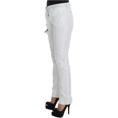Ermanno Scervino White Nylon Padded Slim Fit Cargo Pants
