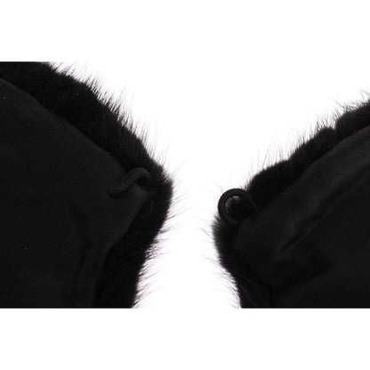 Dolce & Gabbana Black Mink Fur Shoulder Collar Scarf