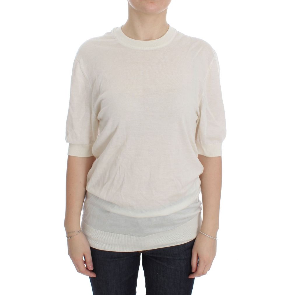 Dolce & Gabbana White 100% Cashmere Sweater