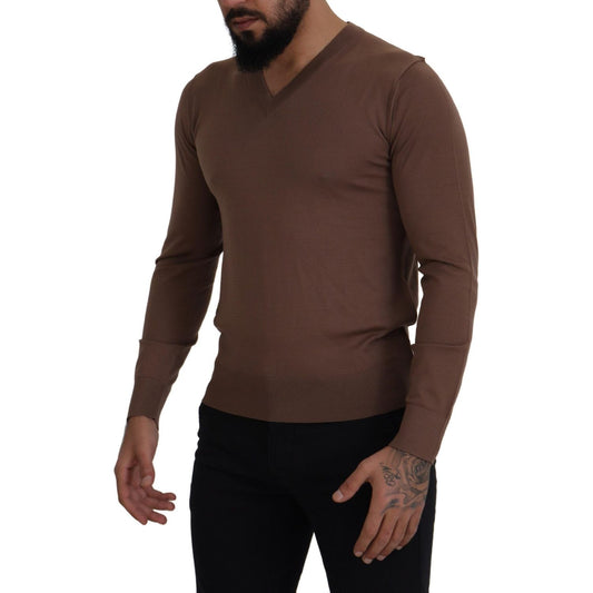 Dolce & Gabbana Elegant Virgin Wool V-Neck Pullover Sweater Dolce & Gabbana Dark Slate Gray