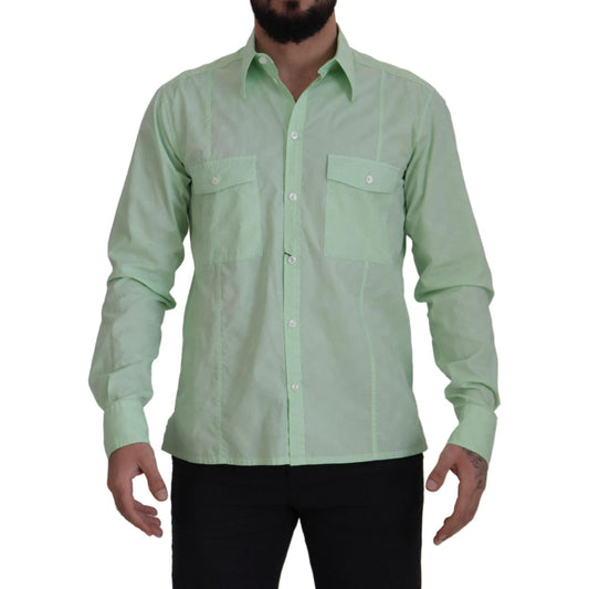 Dolce & Gabbana Mint Green Slim Fit Casual Button-Down Shirt Dolce & Gabbana Dark Sea Green
