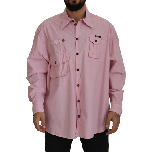 Dolce & Gabbana Elegant Pink Casual Cotton Shirt Dolce & Gabbana Rosy Brown