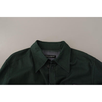 Dolce & Gabbana Dark Green Button Down Long Sleeves Shirt 1728,67345645728,Clothing,Dark Green,Dolce & Gabbana,Dress Shirts - Shirts - Clothing,IT41 | L,Material: 100% Flax,Men,Men - Clothing,New with tags,Shirts - Clothing,Shirts - Men - Clothing