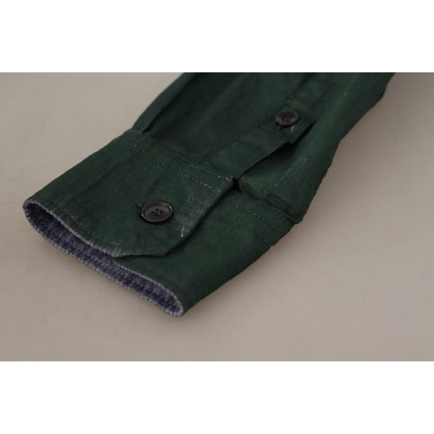 Dolce & Gabbana Dark Green Button Down Long Sleeves Shirt 1728,67345645728,Clothing,Dark Green,Dolce & Gabbana,Dress Shirts - Shirts - Clothing,IT41 | L,Material: 100% Flax,Men,Men - Clothing,New with tags,Shirts - Clothing,Shirts - Men - Clothing
