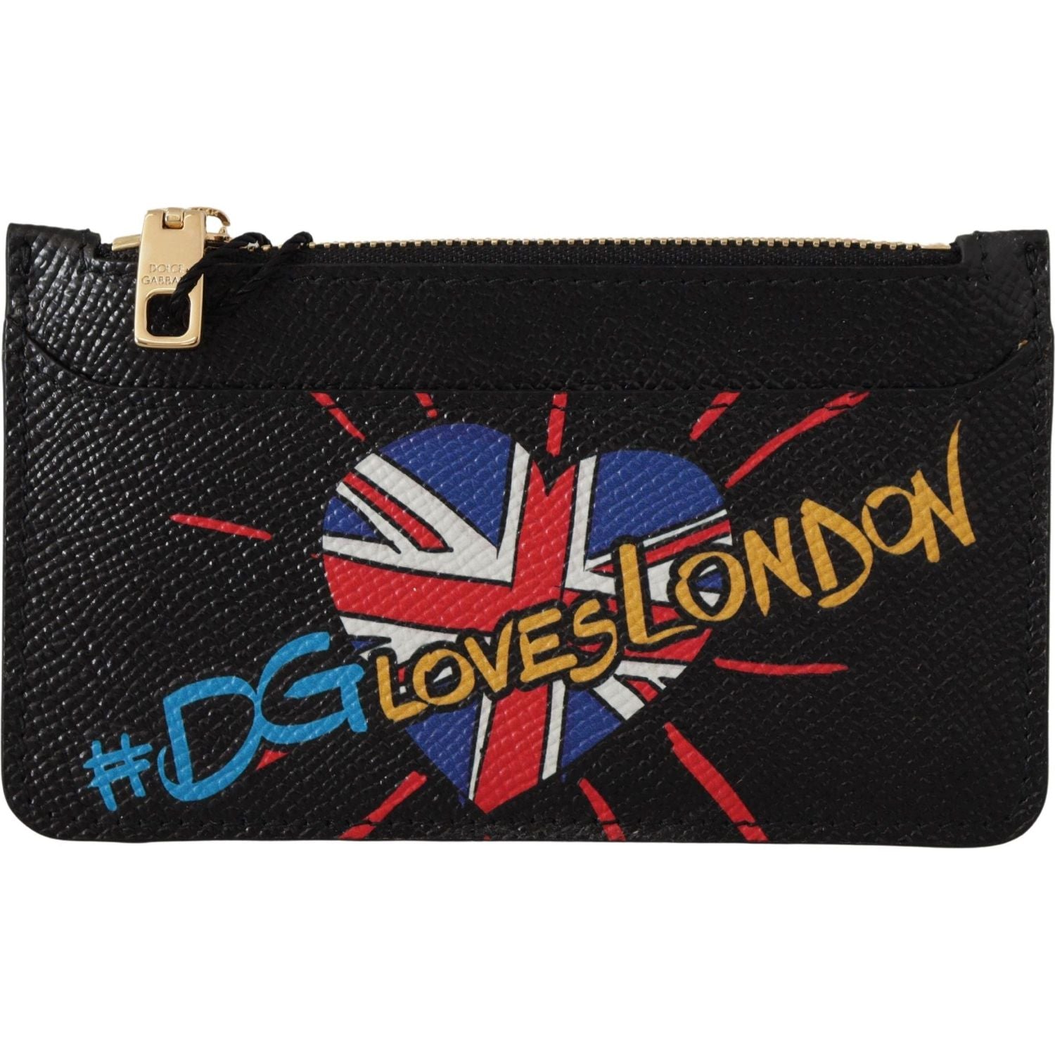 Dolce & Gabbana Black Leather #DGLovesLondon Women Cardholder Coin Case  Wallet