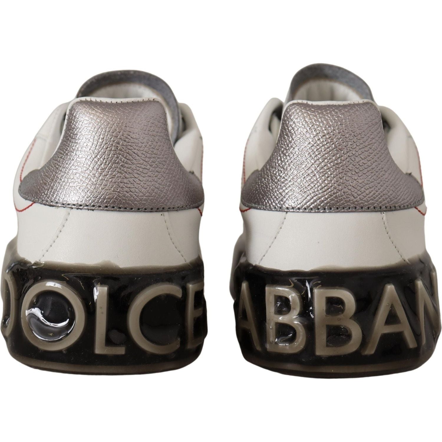 Dolce & Gabbana White Leather Shoes Womens Logo Portofino Sneakers