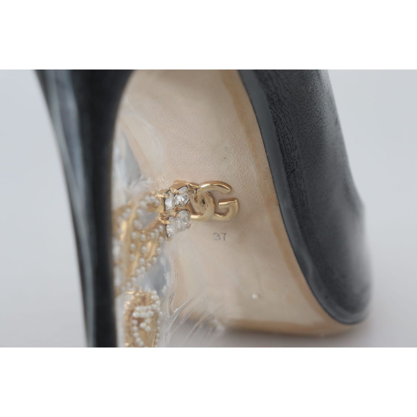 Dolce & Gabbana Black Leather Heels Pumps Plastic Wrapped Shoes