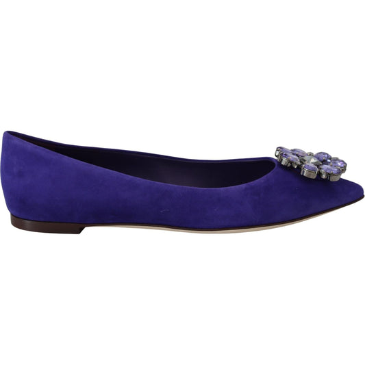 Dolce & Gabbana Embellished Crystal Purple Suede Flats Dolce & Gabbana Midnight Blue