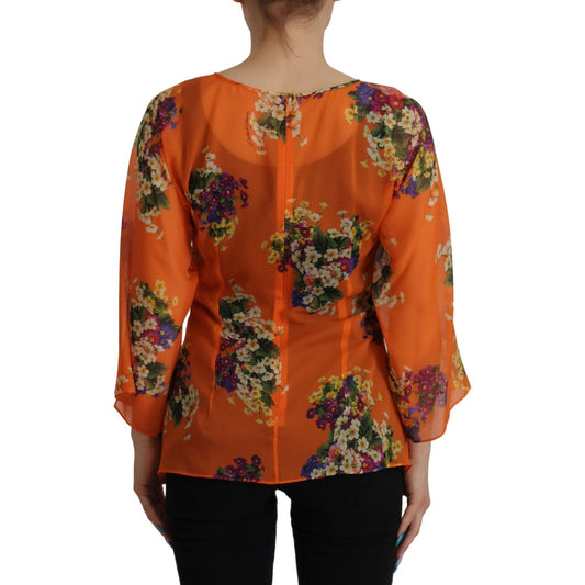 Dolce & Gabbana Elegant Floral Silk Blouse with Back Zipper Dolce & Gabbana Sienna