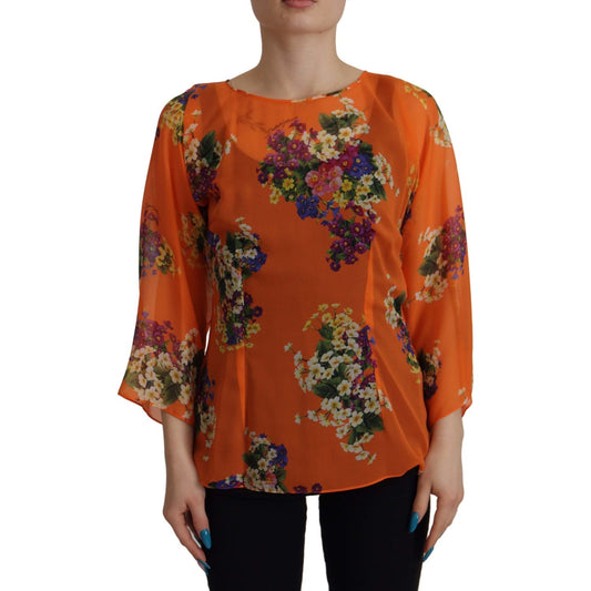 Dolce & Gabbana Elegant Floral Silk Blouse with Back Zipper Dolce & Gabbana Sienna