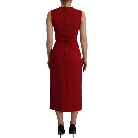 Dolce & Gabbana Elegant Red Bodycon Midi Dress Dolce & Gabbana Dark Red