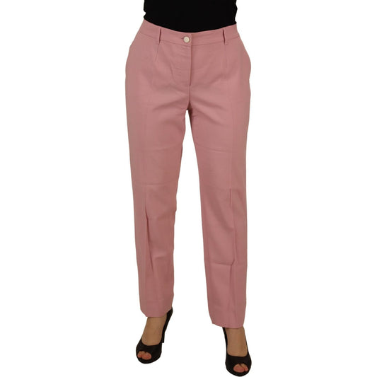 Dolce & Gabbana Chic MidWaist Virgin Wool Pink Pants Dolce & Gabbana Rosy Brown