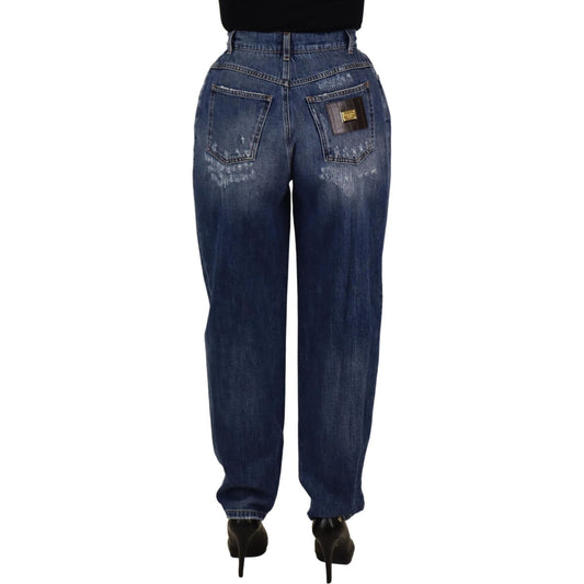 Dolce & Gabbana Blue Washed High Waist Loose Fit Pants