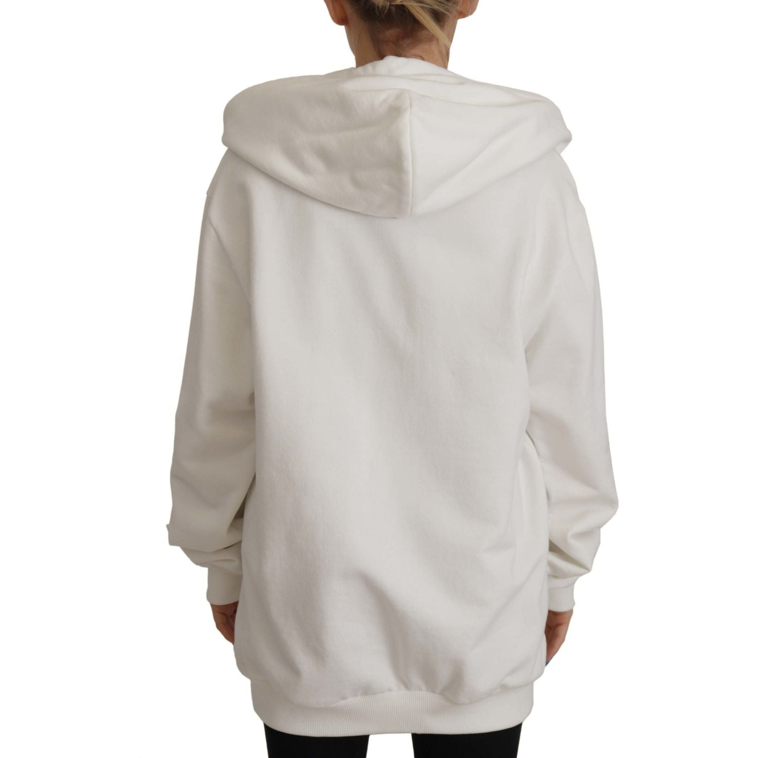 Dolce & Gabbana White Hoodie Pullover Embroidered Sweater