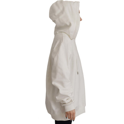 Dolce & Gabbana White Hoodie Pullover Embroidered Sweater