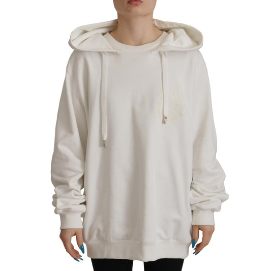 Dolce & Gabbana Chic White Hooded Pullover Sweater Dolce & Gabbana Gray
