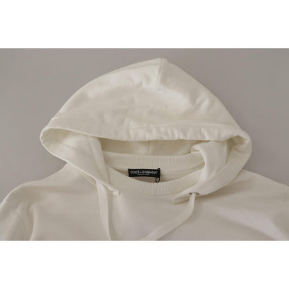 Dolce & Gabbana White Hoodie Pullover Embroidered Sweater