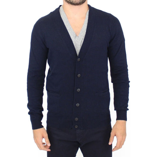 Ermanno Scervino Chic Blue Wool Blend Cardigan Sweater Ermanno Scervino Dark Slate Gray