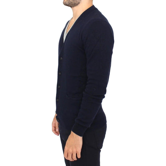 Ermanno Scervino Chic Blue Wool Blend Cardigan Sweater Ermanno Scervino Dark Slate Gray