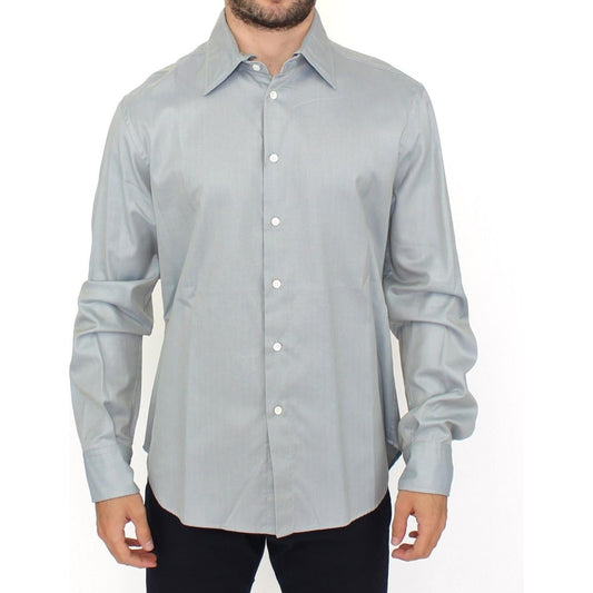 Ermanno Scervino Elegance Unleashed Gray Casual Button-Front Shirt Ermanno Scervino Gray