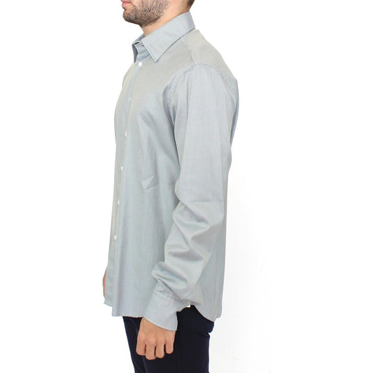 Ermanno Scervino Elegance Unleashed Gray Casual Button-Front Shirt Ermanno Scervino Gray