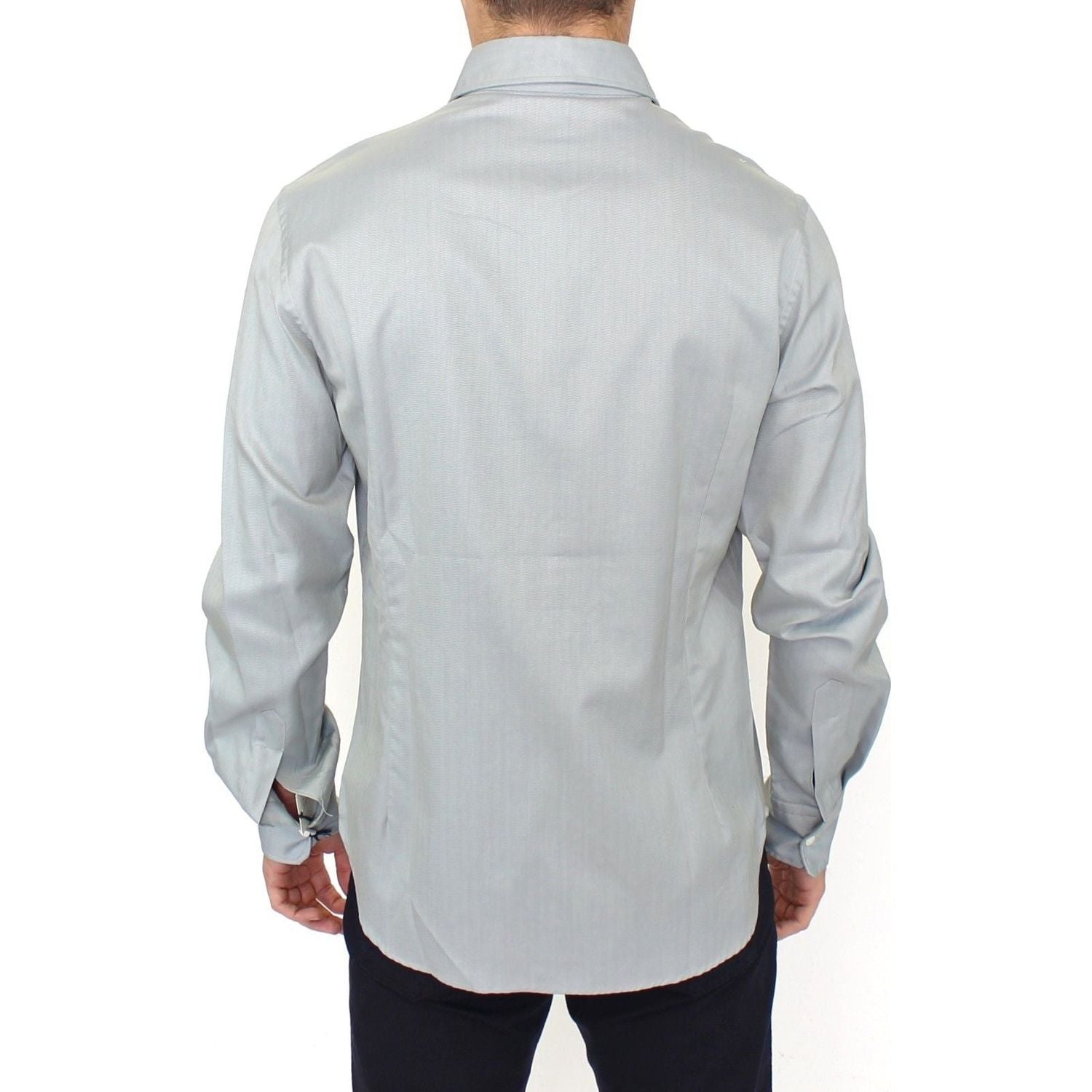 Ermanno Scervino Gray Cotton Long Sleeve Casual Shirt Top