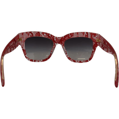 Dolce & Gabbana Red Lace Acetate Rectangle Shades DG4231F Sunglasses