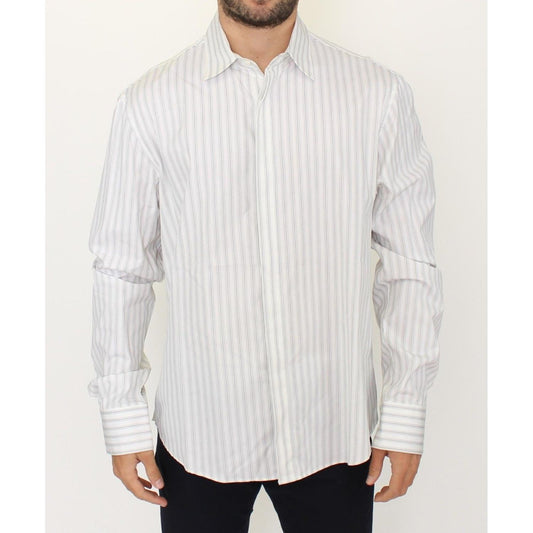 Ermanno Scervino Elegant Striped Cotton Casual Shirt Ermanno Scervino Light Gray