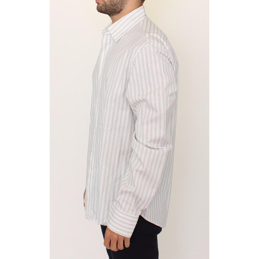 Ermanno Scervino Elegant Striped Cotton Casual Shirt Ermanno Scervino Light Gray