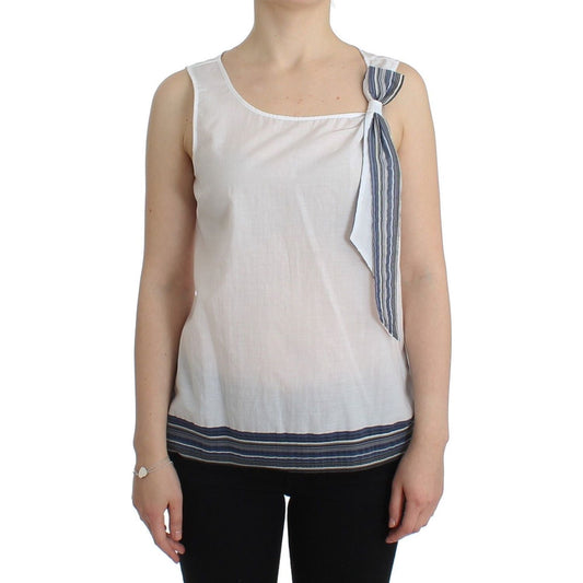 Ermanno Scervino White Blue Top Blouse Tank Shirt Sleeveless