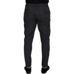 Dolce & Gabbana Gray Checked Cargo Trousers Stretch Pants