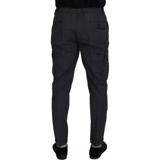 Dolce & Gabbana Elegant Checkered Slim Fit Cargo Pants Dolce & Gabbana Black