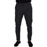 Dolce & Gabbana Gray Checked Cargo Trousers Stretch Pants
