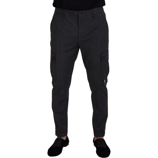 Dolce & Gabbana Elegant Checkered Slim Fit Cargo Pants Dolce & Gabbana Black