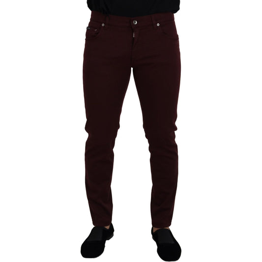 Dolce & Gabbana Slim Fit Bordeaux Jeans - Italian Luxury Dolce & Gabbana Black