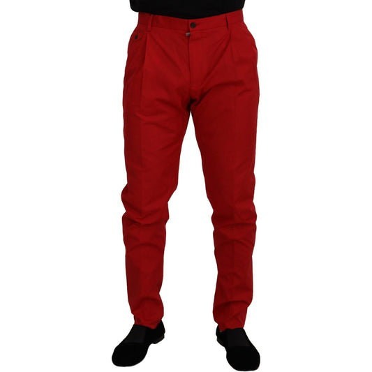 Dolce & Gabbana Elegant Slim Fit Crimson Chinos Dolce & Gabbana Dark Red