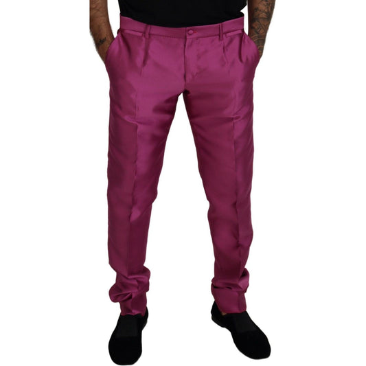 Dolce & Gabbana Elegant Slim Fit Formal Dress Pants in Pink Dolce & Gabbana Brown