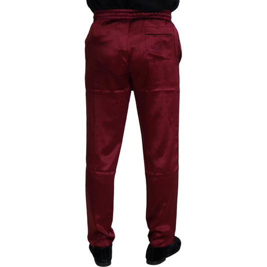 Dolce & Gabbana Silk Lounge Pants in Bordeaux Jeans & Pants Dolce & Gabbana Black