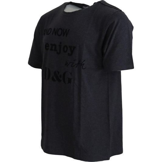 Dolce & Gabbana Elegant Gray Motive Crew Neck T-Shirt MAN T-SHIRTS Dolce & Gabbana Black
